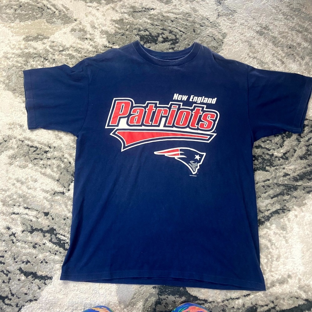 Starter Vintage 90s New England Patriots T Shirt Sz L Blue Football NFL Made USA